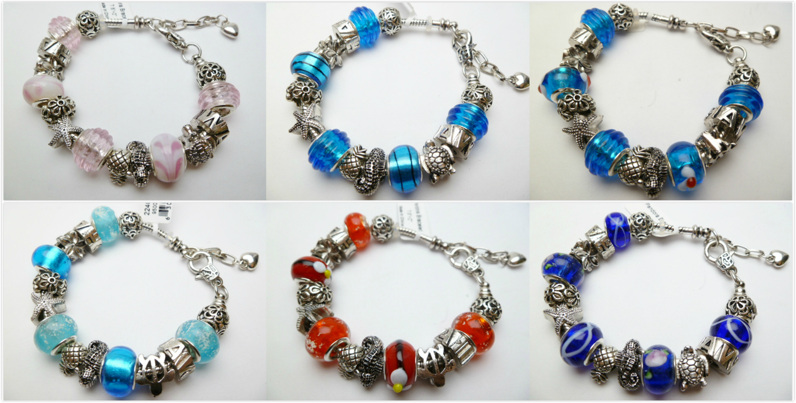 Assorted Hawaii Sea Life Charm Bracelet 7.5” w/ Lobster Clasp